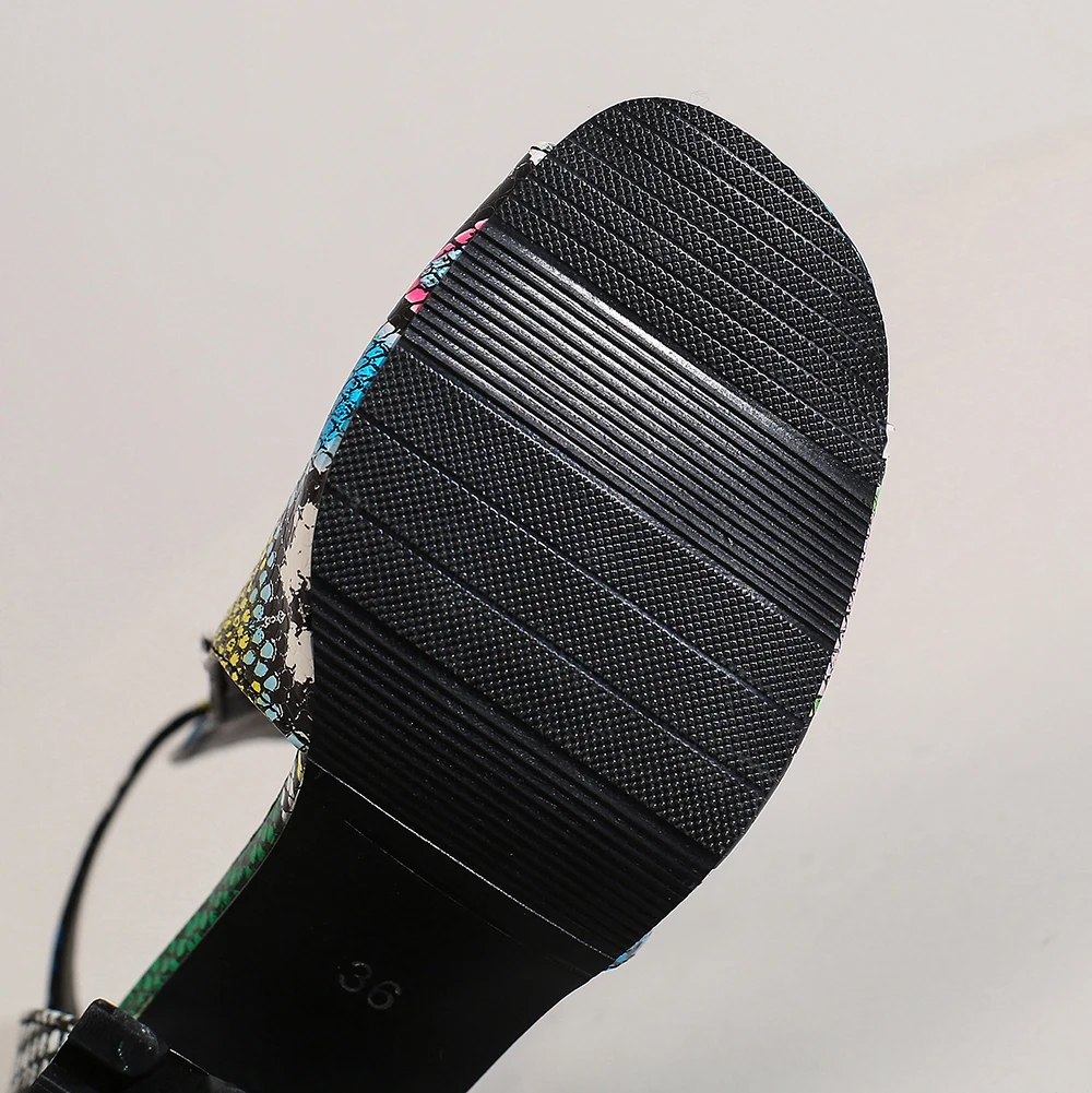 Multicolor open-toe snake print ankle boots - Image 7