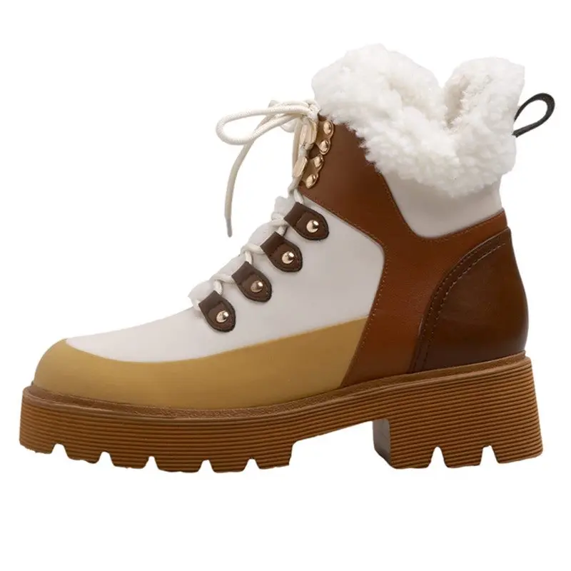 Genuine leather winter lace-up ankle boots - Image 5