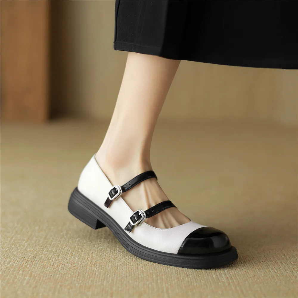 Genuine leather round toe mary jane pumps - Image 5