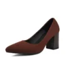 Block high heels slip-on pointed toe pumps