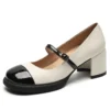 Black and white bicolor mary janes