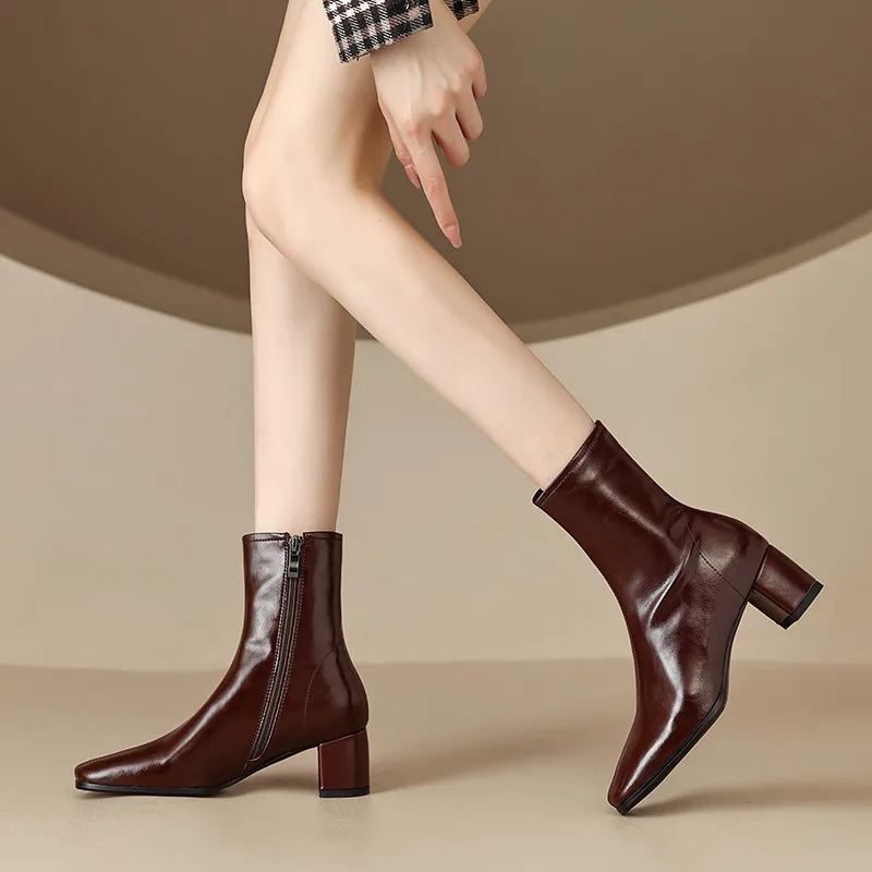 Brown patent leather ankle boots - Image 6
