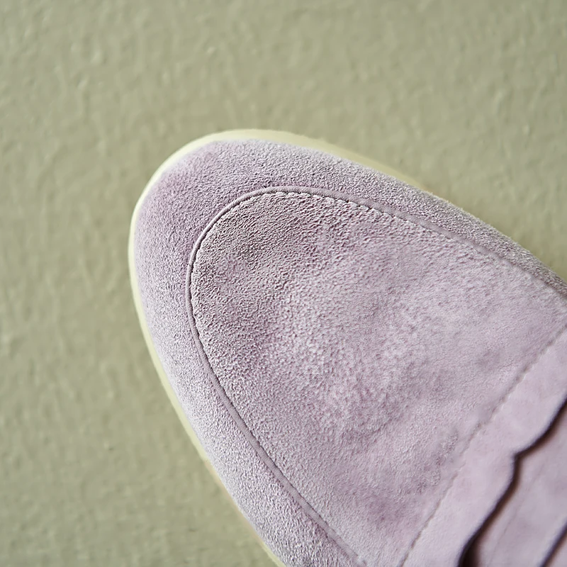 Natural suede loafers in purple and apricot - Image 12