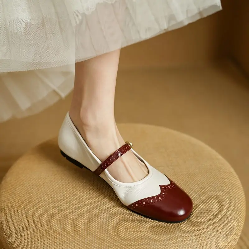 Genuine leather flat mary jane shoes for women - Image 6