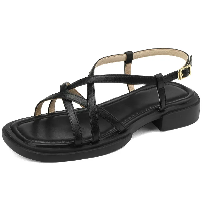 Genuine leather low heel sandals for women - Image 6