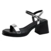 Real leather buckle strap platform sandals