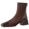 Retro square toe zipper winter boots in genuine leather