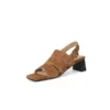 Natural leather women's sandals with buckle