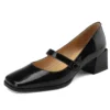 Black patent leather mary jane heels