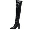 Over the knee high heel boots black and white