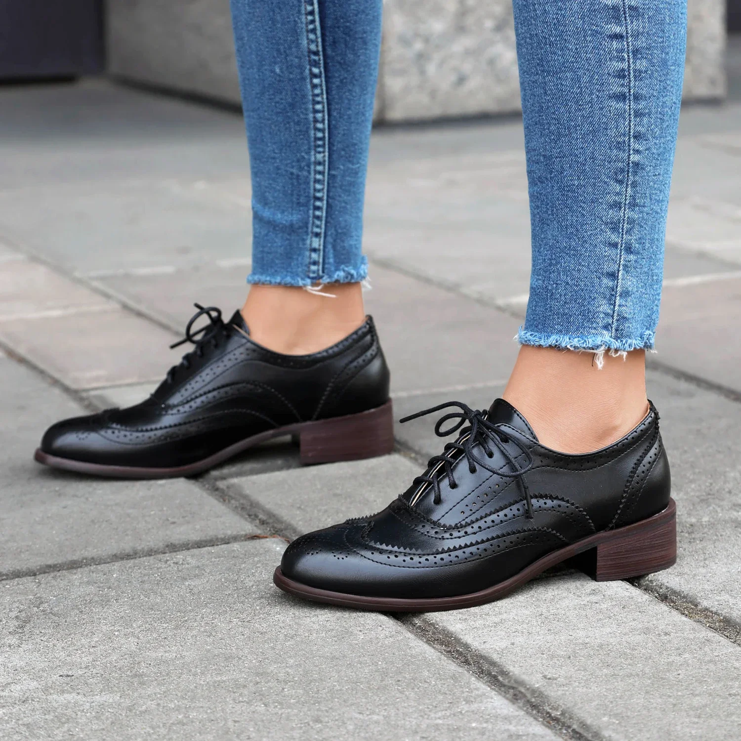 Spliced retro lace-up brogue loafers - Image 8