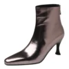 Thin high heel ankle boots with back zipper
