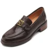 Sf683e79cd2e84a2f8f6b112f8355333b6.webp Genuine sheepskin leather loafers with metal decoration and block heel