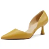 Pointed toe thin heels genuine leather pumps