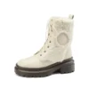 Cowhide winter ankle boots with wool lining and non-slip sole