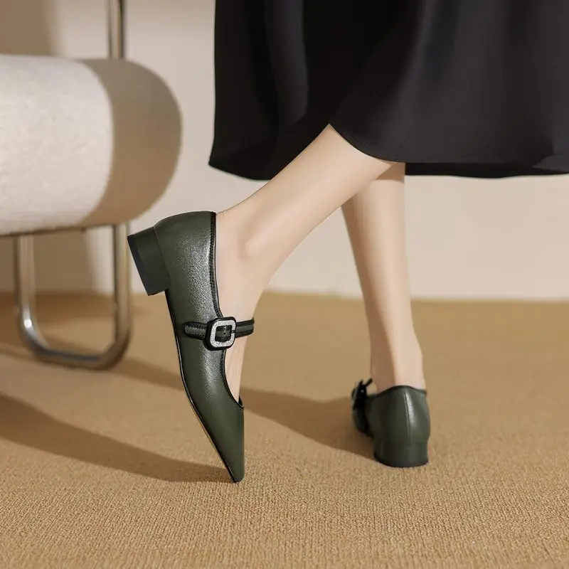 Genuine leather mary jane low heel pumps - Image 8