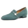 Suede slip-on loafers with low heels for office wear