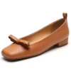 Camel ballet flats with bow
