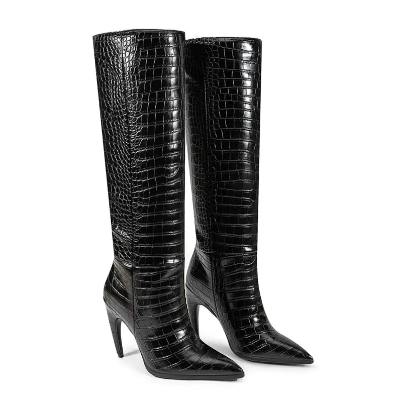 Knee high stiletto heels pointed toe boots - Image 5