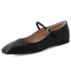 Genuine leather square toe mary janes flats