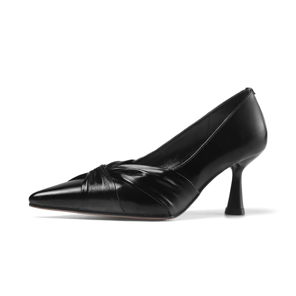 Genuine leather pointed toe office pumps - Image 2