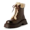 Genuine leather snow boots with wool lining and platform