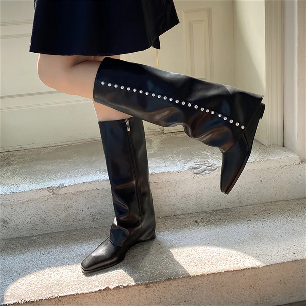 Genuine leather knee high boots for parties and weddings - Image 5