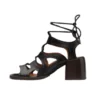 Hollow chunky heel lace-up sandals with buckle and open toe
